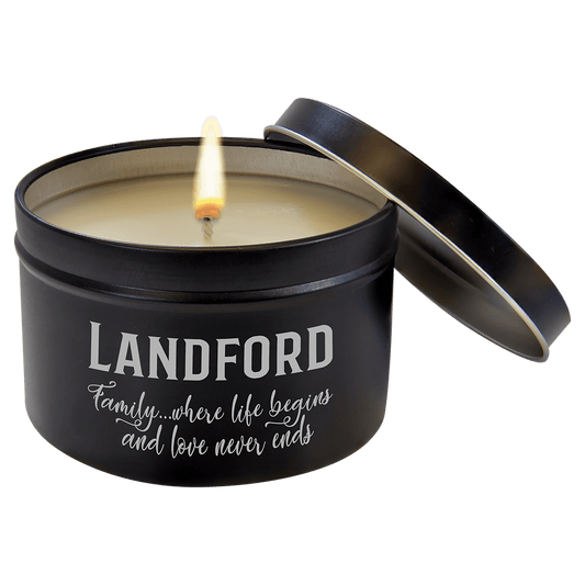 8 oz. Lavender Vanilla Candle in a Black Metal Tin