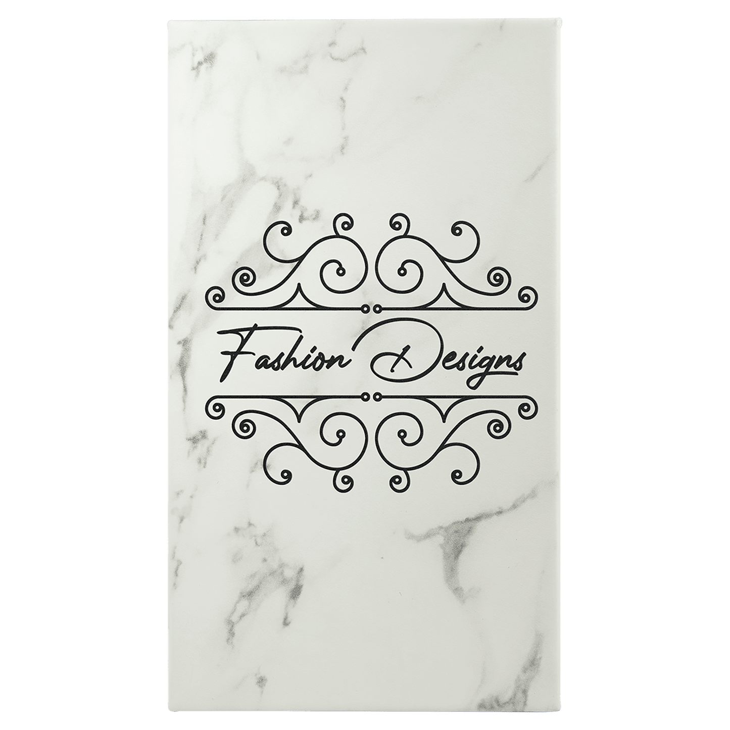 White Marble 5 1/4" x 8 1/4" Laserable Leatherette Sketch Book with Unlined Notepad