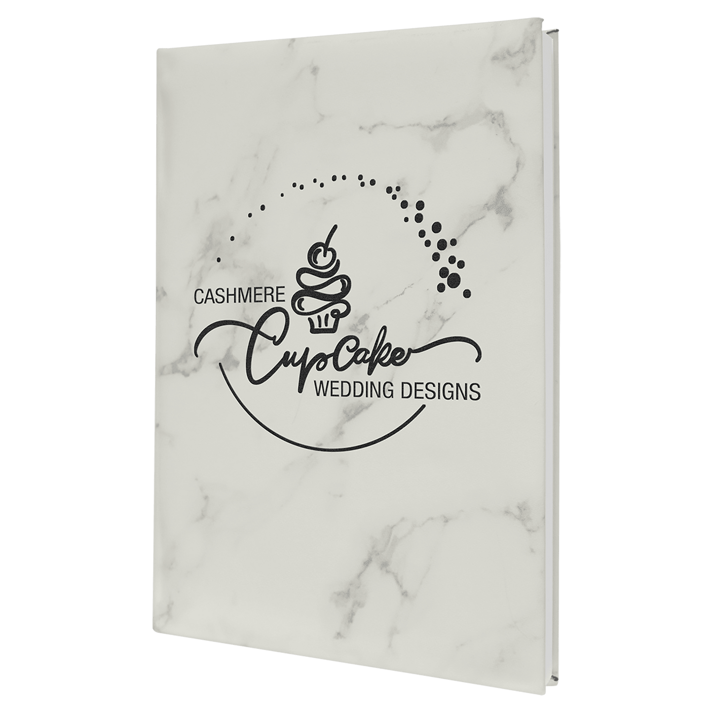 White Marble 7" x 9 3/4" Laserable Leatherette Sketch Book with Unlined Notepad