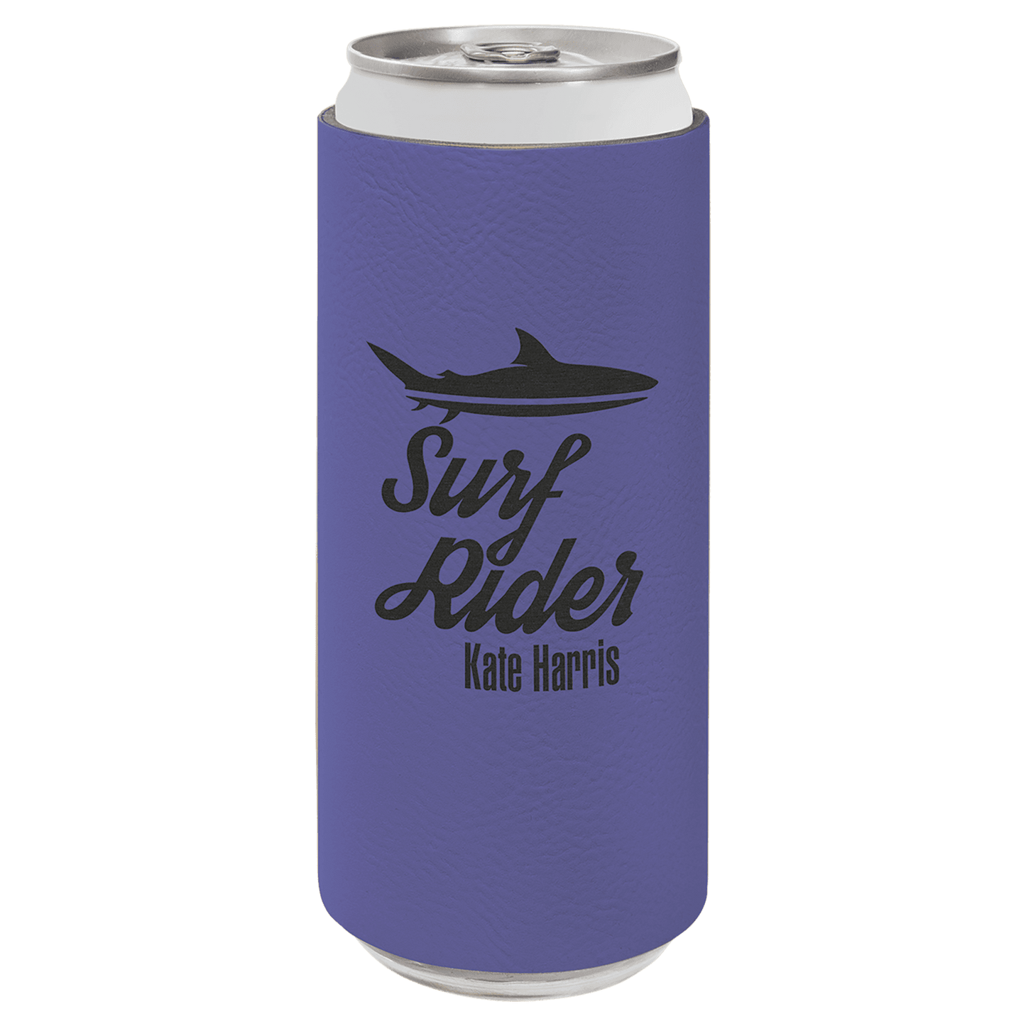 Purple Laserable Leatherette Slim Beverage Holder