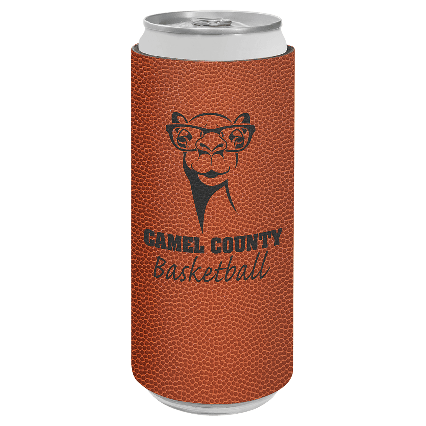 Basketball Laserable Leatherette Slim Beverage Holder