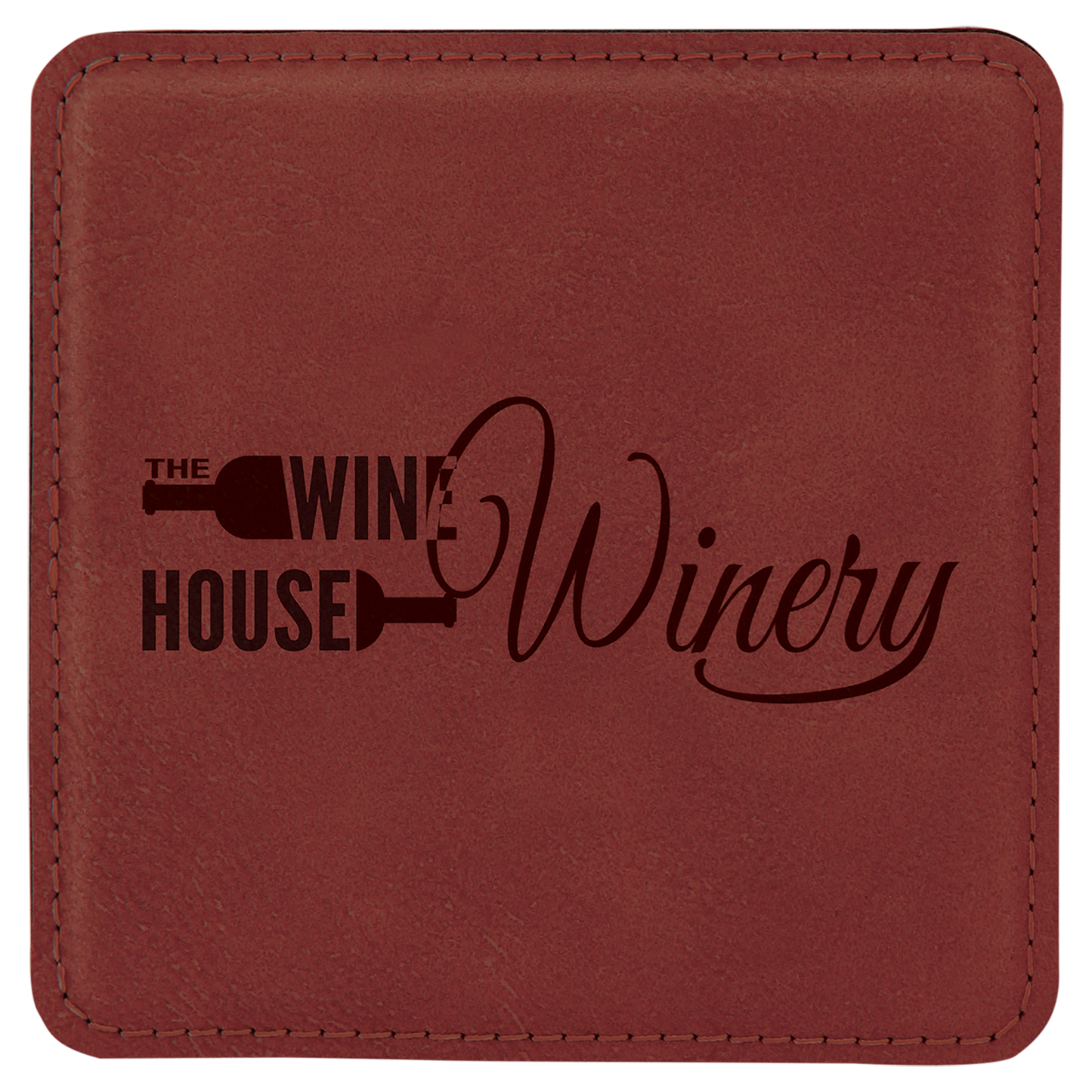 Rose 4" x 4" Square Laserable Leatherette Coaster