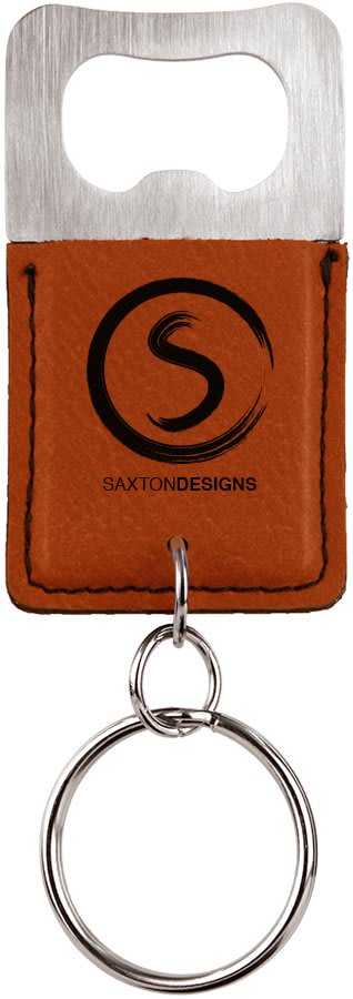 Rawhide Rectangle Laserable Leatherette Bottle Opener Keychain