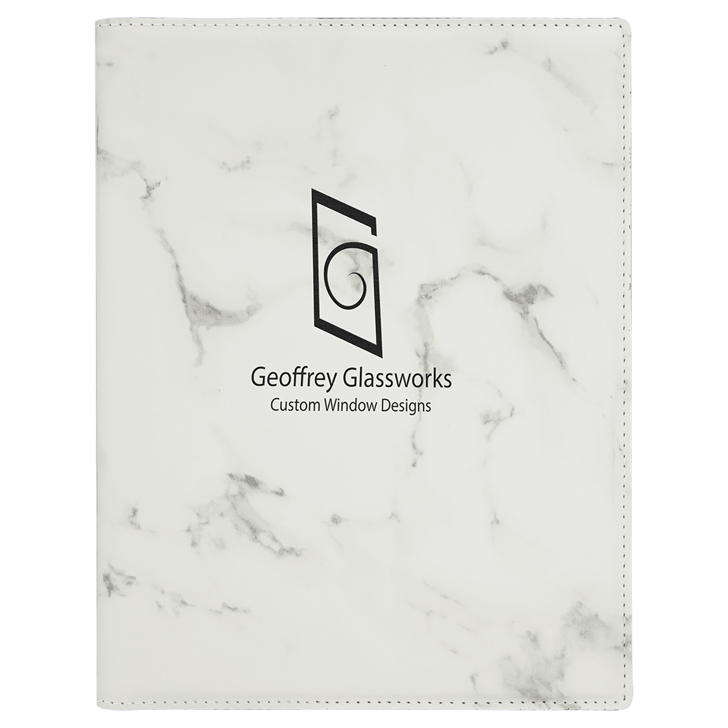 White Marble 7" x 9" Laserable Leatherette Small Portfolio with Notepad