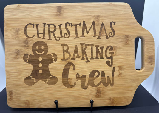 Christmas Baking Crew Bamboo Cutting Board – 9” x 6” Personalized Holiday Gift