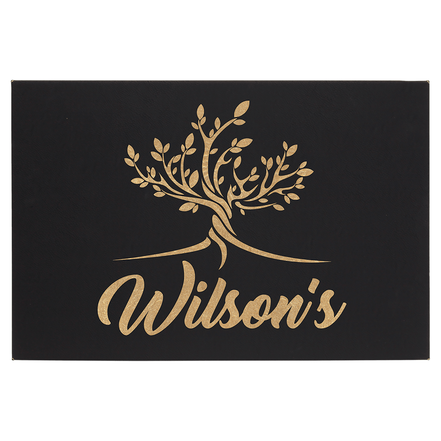 Black/Gold 12" x 18" Laserable Leatherette Wall Decor with Sawtooth Hanger