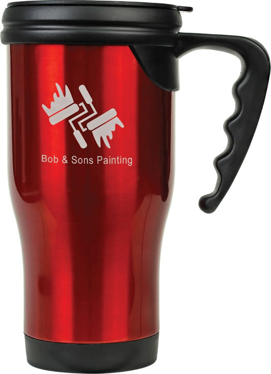 Red Stainless Steel 14 oz. Travel Mug with Handle