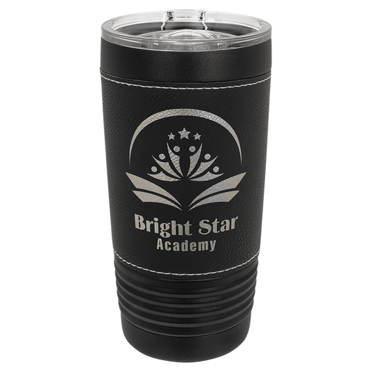Black Black Silver Polar Camel 20 oz. Leatherette Tumbler with Slider Lid