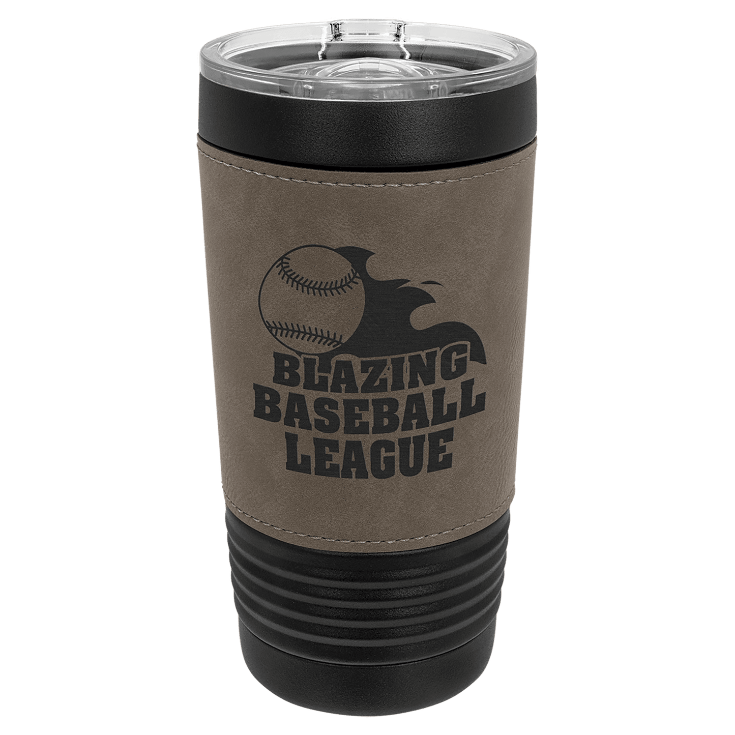 Black Gray Polar Camel 20 oz. Leatherette Tumbler with Slider Lid