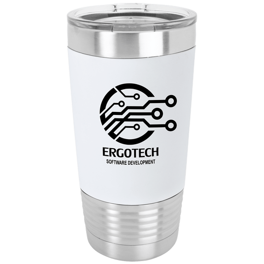 White/Black Tumbler with Silicone Grip and Clear 20 oz. Polar Camel Lid