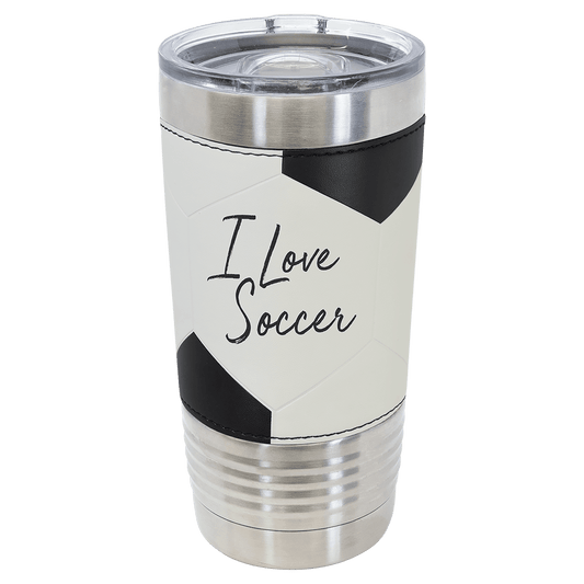 Soccer Polar Camel 20 oz. Leather Tumbler with Slider Lid
