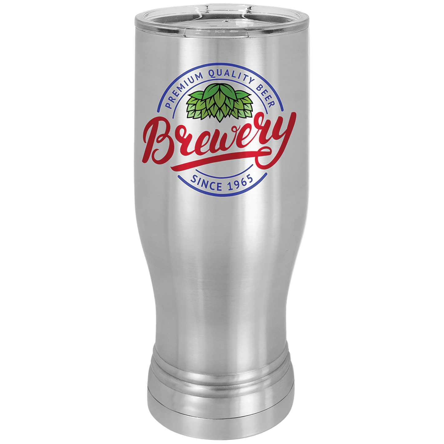 Stainless Steel Sublimatable 20 oz. Polar Camel Pilsner with Clear Lid